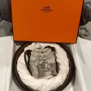 NWOT Hermes Belt: H Guillochee Buckle w/ Reversible Leather Strap 105cm / 41.3in